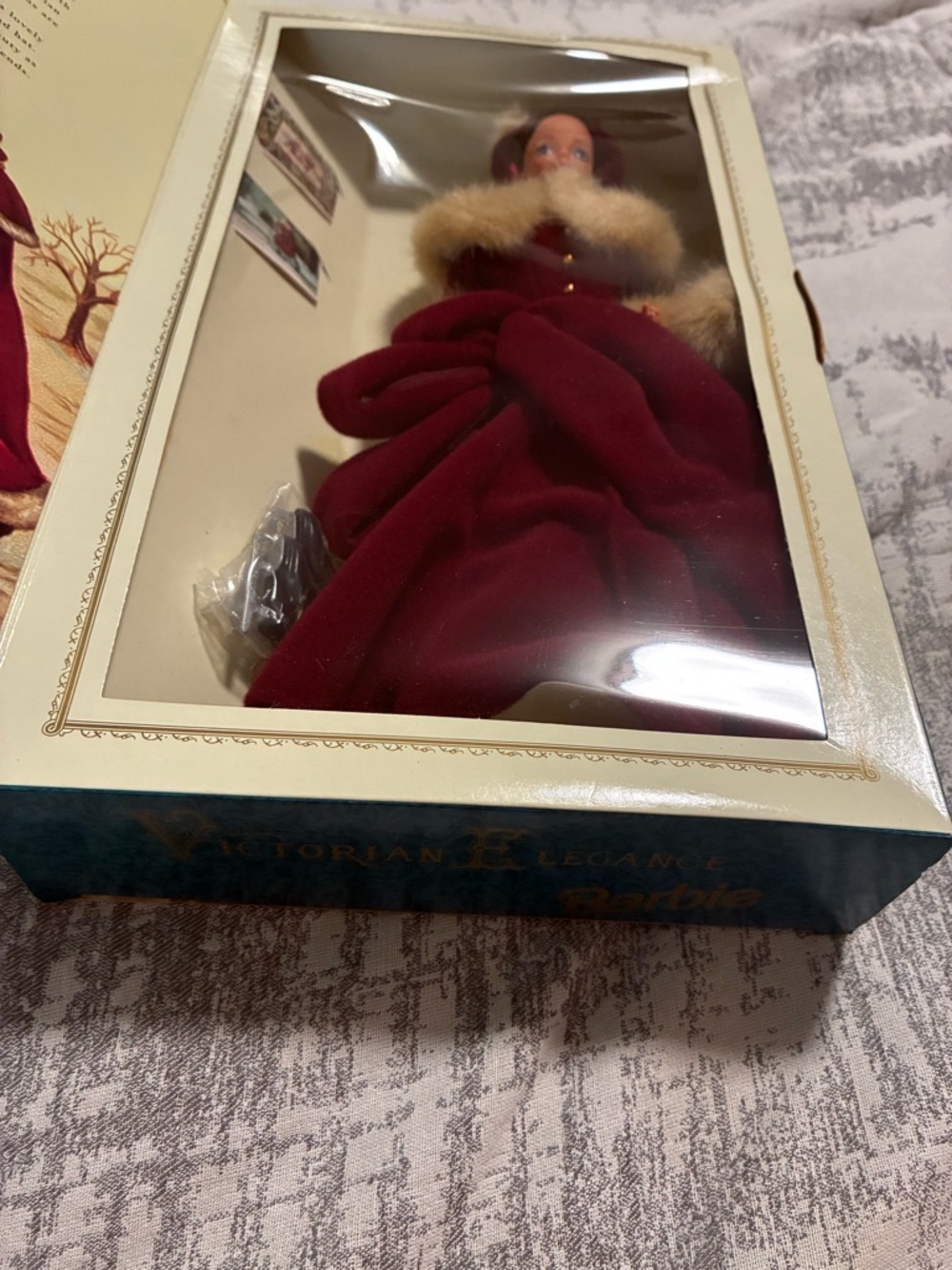 Mattel Barbie Burgundy Dress Doll with Faux Fur Trim